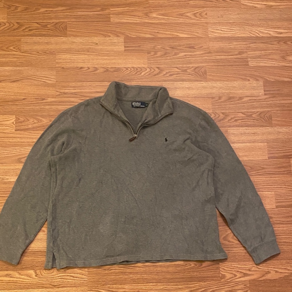 Ralph Lauren Men's Cotton Zip Up Gray Sweater